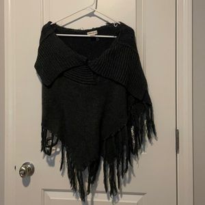 Dark grey sweater poncho